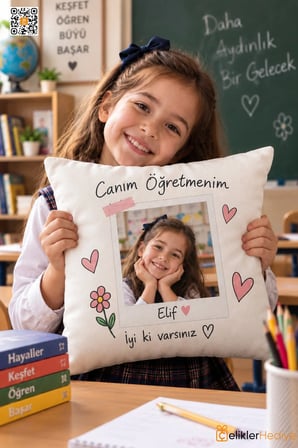 Öğretmenler Günü Fotoğraflı İsimli Kişiye Özel Yastık
