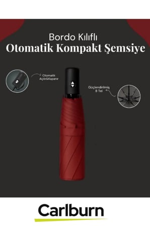Su Geçirmez Rüzgara Dayanıklı Kılıflı Otomatik Kompakt Şemsiye