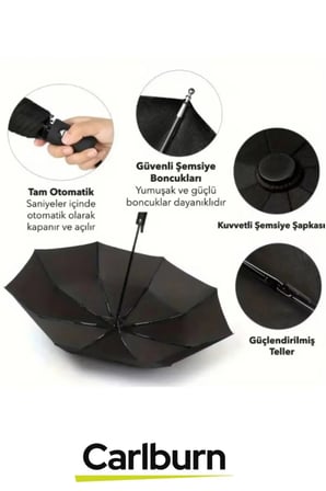 Su Geçirmez Rüzgara Dayanıklı Kılıflı Otomatik Kompakt Şemsiye