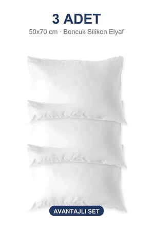 Eco Biyeli Yastık 3'li Paket 50x70 cm 600 gr Boncuk Silikon Elyaf Dolgulu -