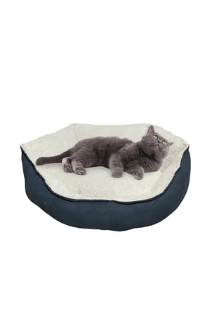 Yumuşak Silinebilir Kedi ve Köpek Yatağı 55 cm Beyaz-Gri