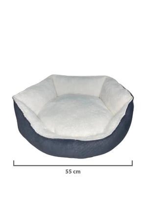 Yumuşak Silinebilir Kedi ve Köpek Yatağı 55 cm Beyaz-Gri