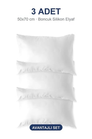 Eco Biyeli Yastık 3'li Paket 50x70 cm 600 gr Boncuk Silikon Elyaf Dolgulu -