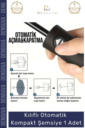 Otomatik Su Geçirmez Rüzgar Dirençli Kompakt Şemsiye