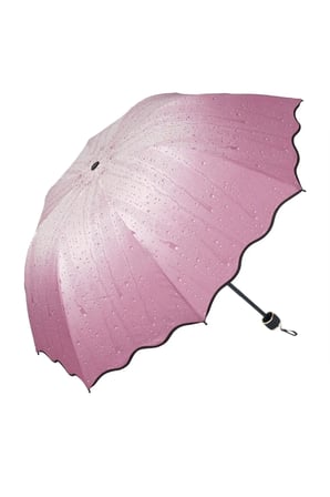 Pembe Kadın Şemsiyesi Yağmur Damlası Desenli