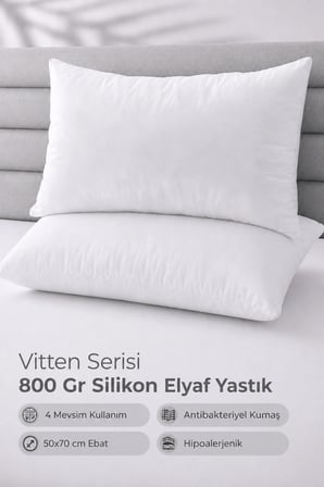 Vitten Serisi %100 Silikon Elyaf Dolgu Yastık 800 Gr 2 Adet
