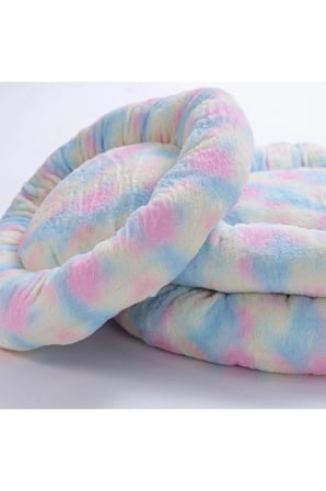 Renkli Simit Kedi ve Köpek Yatağı – Ultra Yumuşak Peluş, Konforlu Rahatlık
