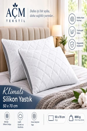 Klimalı Kapitone Silikon Yastık - 2 x 800 Gram