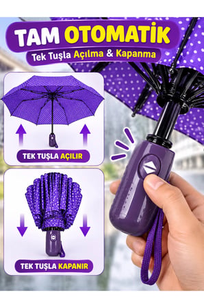 Puantiyeli Tam Otomatik Katlanabilir 8 Telli Şemsiye