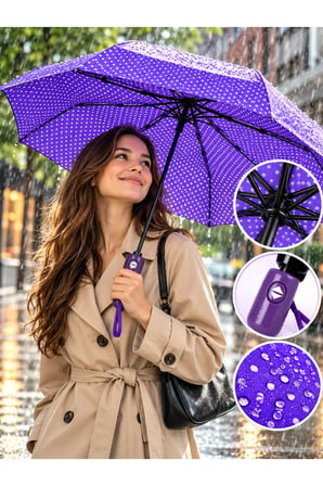 Puantiyeli Tam Otomatik Katlanabilir 8 Telli Şemsiye