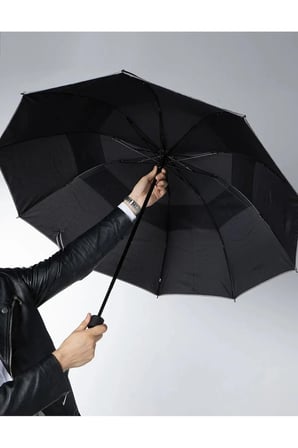 Protokol Siyah Çift Katlı Unisex Şemsiye