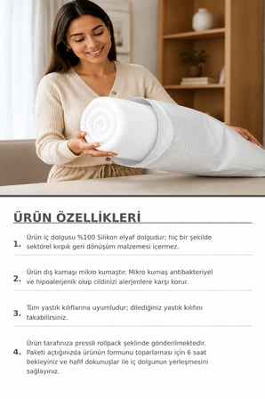Vitten Serisi Silikon Elyaf Dolgu Yastık 800 Gr 1 Adet