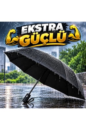 İŞBİR EKSTRA GÜÇLÜ TAM OTOMATİK KIRILMAYAN UNİSEX KATLANIR ŞEMSİYE