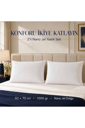 2 Adet Microfiber Nano Jel Yastık 50x70 cm