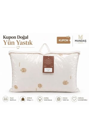 Doğal Yün Yastık 900gr Çantalı 50x70