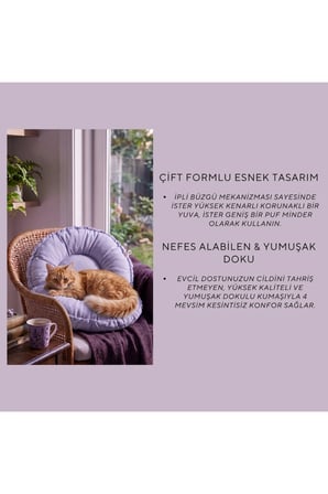 Yumuşak Dokulu Yuvarlak Kedi ve Köpek Yatağı, Konforlu ve Şık Tasarım
