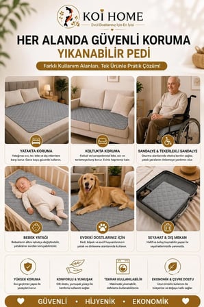 Yıkanabilir Gri Köpek ve Kedi Çiş Pedi, Sıvı Geçirmez, Konforlu ve Temiz
