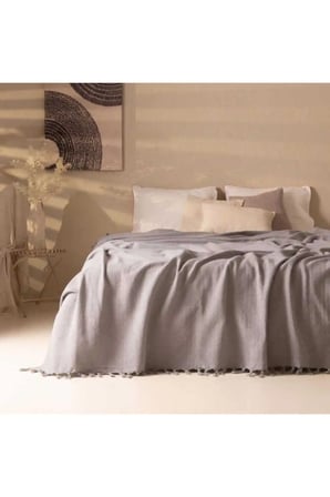 Çift Kişilik Pike - Gri - 200x220 cm