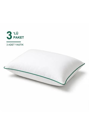 Biyeli Yastık 3'li Paket 50x70 cm 800 gr Boncuk Silikon Dolgulu Zümrüt Yeşi