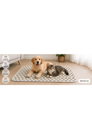 Su Geçirmez Kedi Köpek Alt Minderi 50x70 cm, Polar Yüzey, Makinede Yıkanabilir