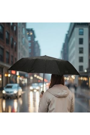 Otomatik Kompakt Şemsiye Siyah Kılıflı