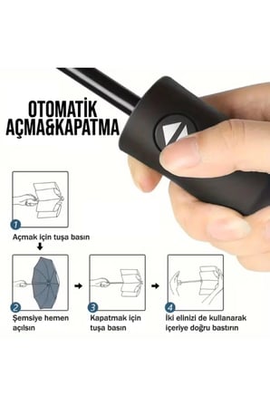 Otomatik Kompakt Şemsiye Siyah Kılıflı