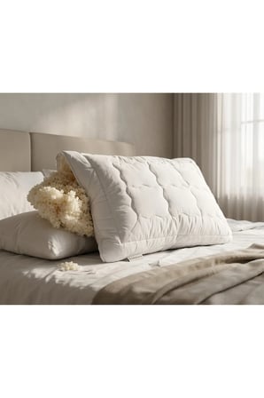 Boncuk Yün Kapitone Yastık 50x70 cm Fermuarlı Kılıf %100 Pamuk