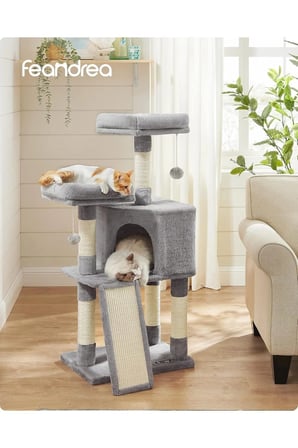 Yumuşak Pelüş Kedi Tırmalama Ağacı 115 cm, Sisal Sarmalı