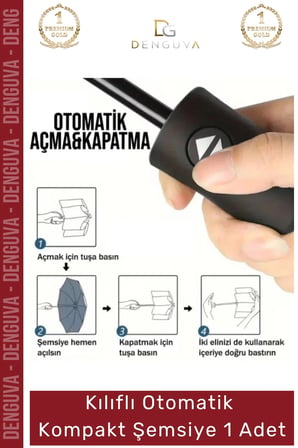 Otomatik Su Geçirmez 8 Telli Şık Çanta Boy Kompakt Şemsiye