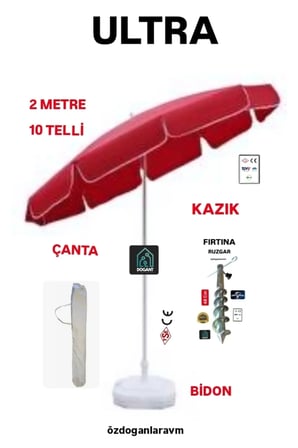 Outdoor 2 Mt Plaj Bahçe Balkon Kamp Şemsiye Taşıma Çantası +Kazık+Bidon