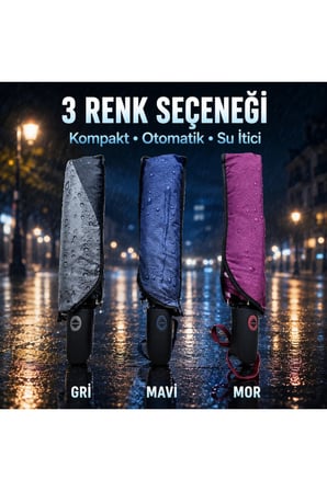 8 Telli Yağmur Damlası Desenli Otomatik Şemsiye