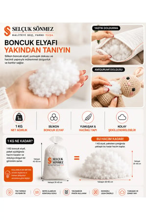 Boncuk Elyaf Silikon 1 KG Yastık Yorgan Oyuncak Minder Dolgu