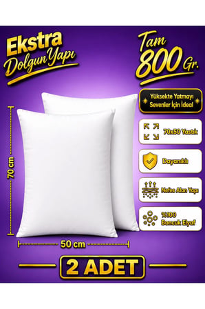 2 adet 50 x 70 cm Boncuk Elyaftan Yapılmış Yastık