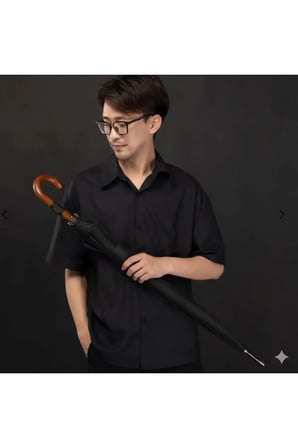 16 Telli Protokol Baston Şemsiye 120 cm Siyah Kılıflı