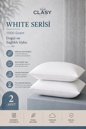 2 Adet %100 Pamuk Silikon Dolgulu Yastık Yıkanabilir 1000 gr