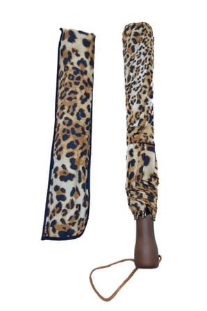 Leopar Desenli Otomatik Açılır Şemsiye, 40 cm, 95 cm