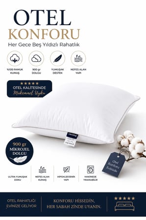 Mikrojel Yastık %100 Pamuk 900 gr Hipoalerjenik 50x70 cm