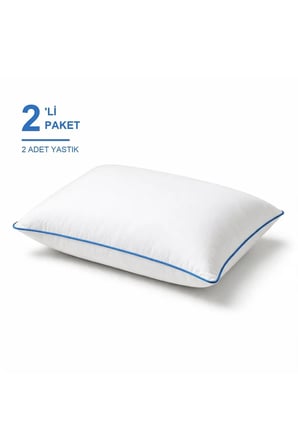 Biyeli Yastık 2'li Paket 50x70 cm 700 gr Boncuk Silikon Dolgulu Mavi