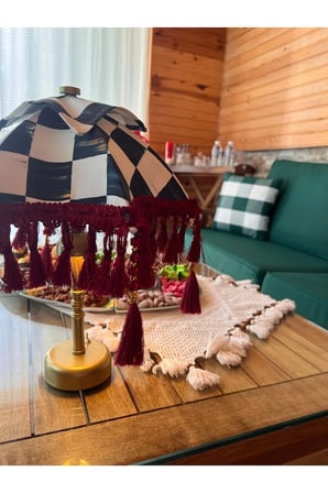 Işıklı Bali Şemsiyesi Dama Desen