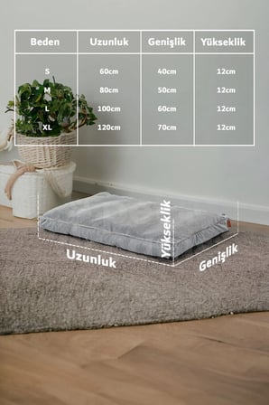 Lüks Kedi/Köpek Yatağı Minderi, Sertifikalı Kumaş, Kaymaz Altlık, Çıkarılabilir İç