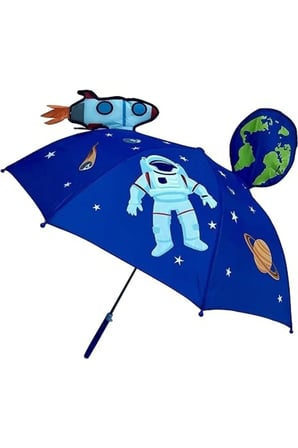 Üç Boyutlu Astronot Figürlü Renkli Çocuk Şemsiye