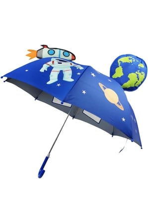 Üç Boyutlu Astronot Figürlü Renkli Çocuk Şemsiye