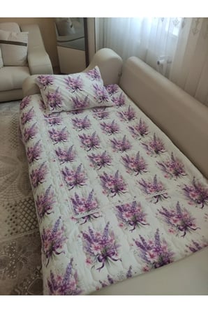 Misafir Pike Takımı Çift Kişilik Lavanta Desenli 6 Parça