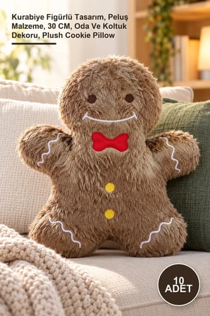 10 Adet Kurabiye Adam Peluş Yastık 30 CM