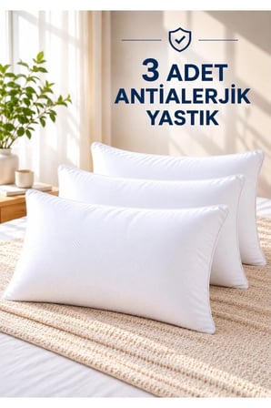 Silikon elyaf dolgulu 3 adet yastık