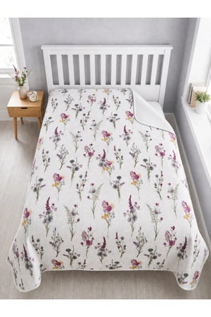 Kır Çiçeği Desen Baskılı 200x240 Cm Çift Kişilik Tek Pike