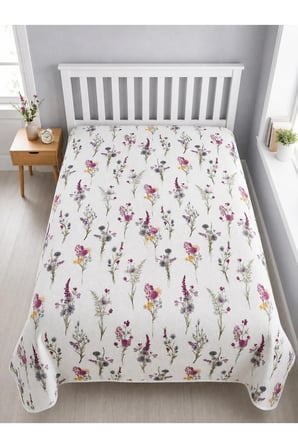 Kır Çiçeği Desen Baskılı 200x240 Cm Çift Kişilik Tek Pike