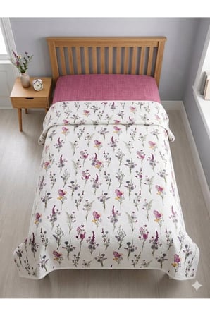 Kır Çiçeği Desen Baskılı 200x240 Cm Çift Kişilik Tek Pike