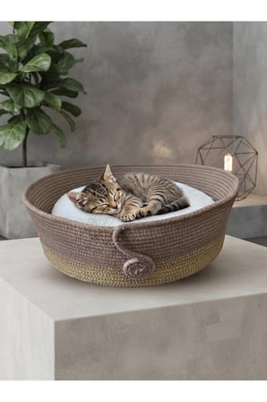 El Örgüsü Halatlı Kedi ve Küçük Irk Köpek Yatağı Seti