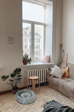 Yumuşak ve Konforlu 60x60 Gri Pufy Kedi ve Köpek Yatağı